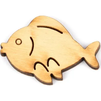 Dřevěný výřez rybka, 4 x 2,7 cm, 5 ks