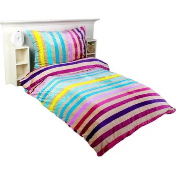 Povlečení Povlečení mikroplyš Pruhy barevné 140X200, 70X90