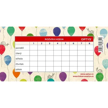 Rozvrh hodin OPTYS, balónky