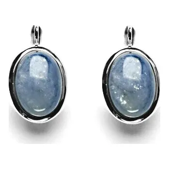 Náušnice Zlaté náušnice, přírodní akvamarin A, bílé zlato, NK 1454