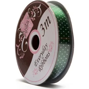 Stuha Stuha puntík 1 cm, tm. zelená, 3 m