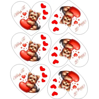 Jedlá dekorace na dort "VYŘEZÁNO" Jedlý tisk na fondánový list A4 motiv "Srdíčka 12" na vykrajovátko 10x8,5cm