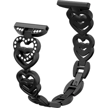 Příslušenství k chytrým hodinkám Madvell Elegantní kovový řemínek Srdíčka černá 22mm