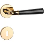 Dveřní kování MP MARIGOLD 2 - R 7S (OLV/BS - Mosaz leštěná lakovaná / černá matná), klika-klika, Bez spodní rozety, MP OLV/BS