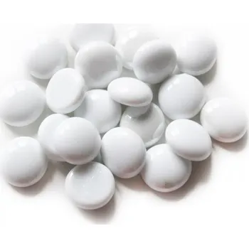 Dekorační lesklé skleněné kamínky bílá-neprůhledná, 500g