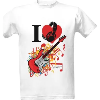 Tričko s potiskem Miluji kytaru a muziku pánské