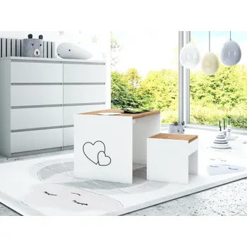 Dětský pokoj Stůl a jedna židle - srdce / dřevo