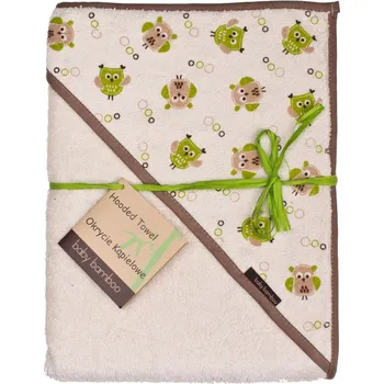 Bambusová osuška s kapucí 100x100 cm sovičky béžová