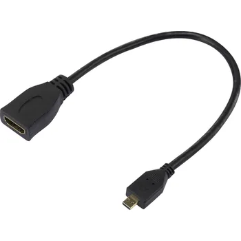 Video kabel Raspberry Pi® adaptér HDMI Raspberry Pi® [1x micro HDMI zástrčka D - 1x HDMI zásuvka] 23.5 cm černá