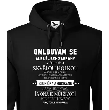 Pánská mikina Pánská mikina pro přítele k narozeninám Už jsem zabraný, Barva Černá, Velikost S, Canvas Pánská mikina Bezvatriko.cz 0824 - DTF/DTG