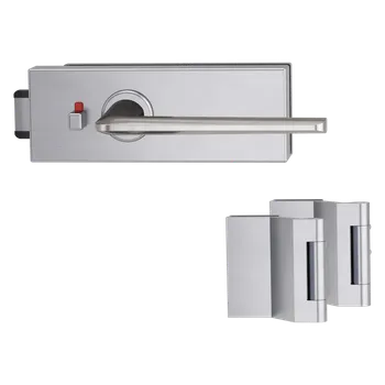 Dveřní kování GK - PURISTO S - ZÁMEK na sklo s klikou REMOTE - WC S2L (vč. závěsů) kování na sklo WC set Velvet šedá (22)