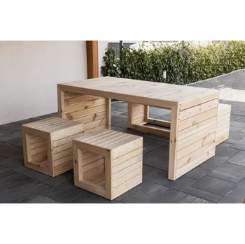 Zahradní stůl Vingo Dřevěný zahradní stůl z borovice - přírodní, 160 x 90 x 75 cm