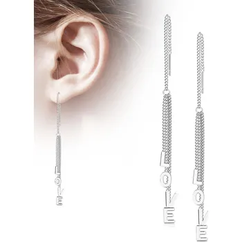 Náušnice Provlékací ocelové náušnice LOVE