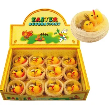 Velikonoční dekorace Anděl Přerov, s.ro. Kuřátka plyšová ve světlém hnízdě 6 cm, 12ks