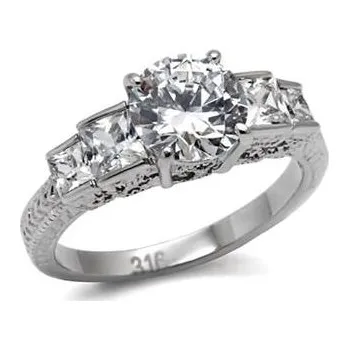 Prsten AL-0006-52 Ocelový prsten se zirkony