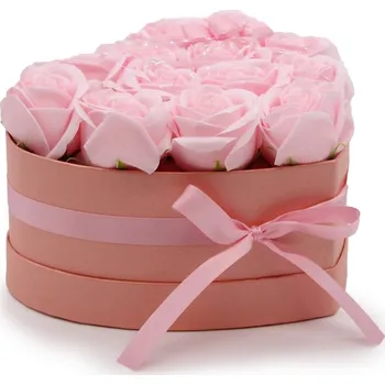 Mýdlo Luxusní box mýdlových růží ve tvaru srdce – 13 vonných květů jako romantický dárek