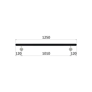 Zábradlí Madlo dřevěné (1250mm), materiál: buk, broušený povrch s černým nátěrem RAL 9005, set: 2 ks úchyt, madlo s ukončením