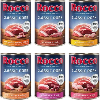 Krmivo pro psa 6x400g Rocco Classic Pork - míchané balení (6 druhů)