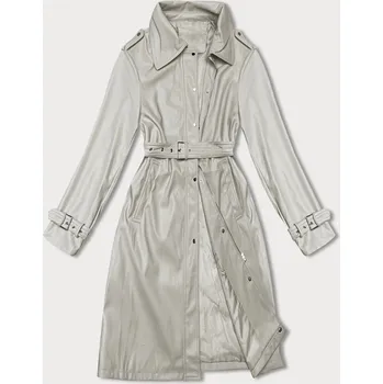 Dámský kabát Volný dámský kabát z ekologické kůže J Style ve studené béžové barvě (11Z8101) odstíny béžové L (40)