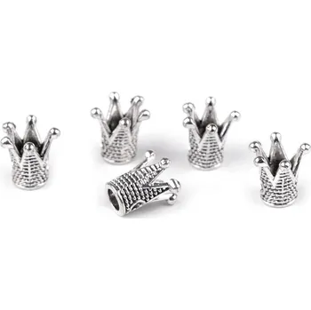 Karnevalový doplněk Kovová korunka k našití 10x10 mm, barva 3 platina světlá