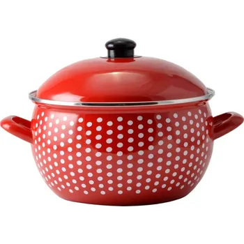 Smaltovaný hrnec 3,8 l červený 18 cm (tečkovaný)