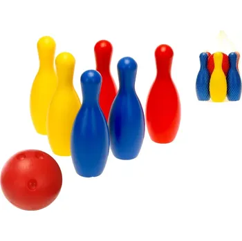 Pískoviště Mikro Trading Kuželky 6 ks 19 cm s míčkem v síťce