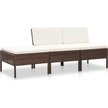 Petrashop 3dílná zahradní sedací souprava s poduškami polyratan hnědá Hnědá48955