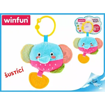 Winfun Chrastítko/kousátko slon plyšový 17 cm šustící 0m+ na kartě