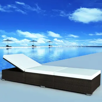 Zahradní lehátko Petrashop Zahradní lehátko s poduškou polyratan hnědé Hnědá44403