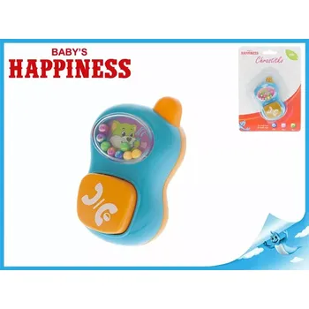 Hračka pro nejmenší Chrastítko telefon 9 cm s kuličkami Baby´s Happiness 3 m+ na kartě
