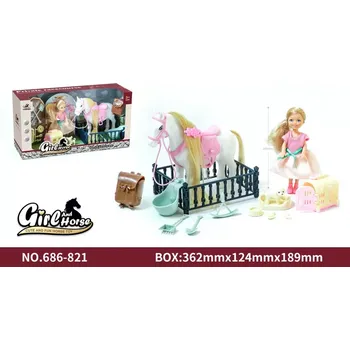 Panenka Alltoys Hrací set koník s panenkou a pejskem