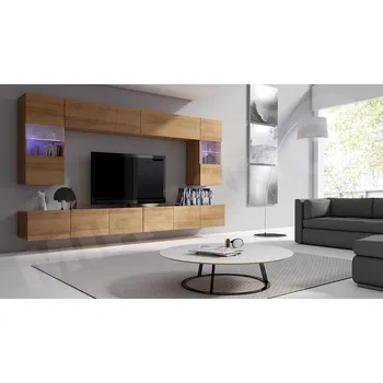 Obývací stěna Obývací stěna Bralani I, Barva: dub zlatý, Osvětlení: osvětlení LED - bílé MIRJAN 5902928220254