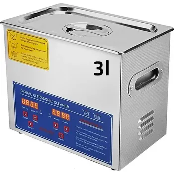 Ultrazvuková čistička Vevor Ultrazvuková čistička s digitálním nastavením teploty a časovačem, objem nádrže 3 litry, 40 Khz