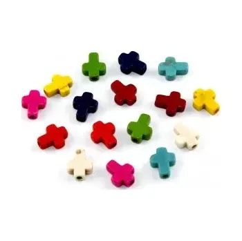 Materiál na výrobu šperku Kříž ze syntetického tyrkysu - 10 x 8 x 3 mm, barva hnědá