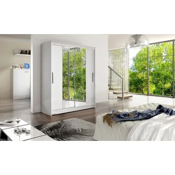 Šatní skříň Skříň s posuvnými dveřmi Presto II, Barva: bílá / zrcadlo, Osvětlení: bez osvětlení MIRJAN 5902928555950