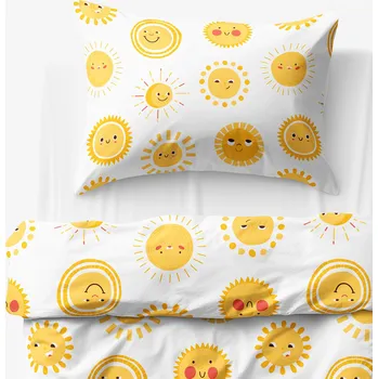 Povlečení Dětské bavlněné povlečení - Usměvavá sluníčka 140 x 200 a 70 x 90 cm