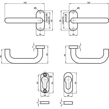 Dveřní kování Kování HELEN FAB ovál kl.+ kl. NEREZ (Dveřní kování HELEN FAB ovál kl.+ kl. NEREZ rozetové)