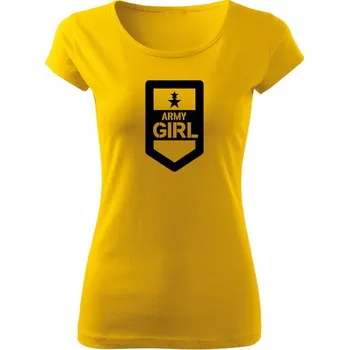 DRAGOWA dámské tričko army girl, žlutá 150g/m2