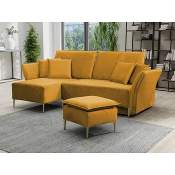 Sedací souprava Rohová rozkládací pohovka Bob, Barva: zlatá, Barva: Tiffany 8 MIRJAN 5903211071553