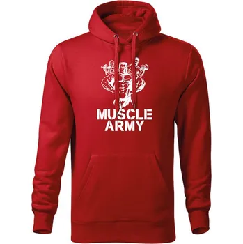 Pánská mikina DRAGOWA pánská mikina s kapucí muscle army team, červená 320g / m2