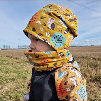 Kojenecká čepice Yháček Šmoulí čepička Yháček, Lesní zvířátka okr Velikost:: XS