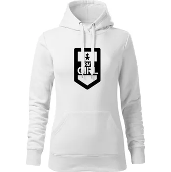 Dámská mikina DRAGOWA dámská mikina s kapucí army girl, bílá 320g/m2