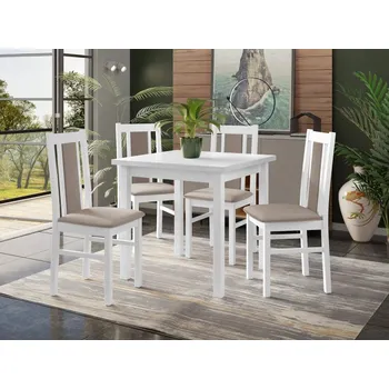 Jídelní stůl se 4 židlemi - AL27, Barva dřeva: bílá-L, Potah: 25x - Paros 2 MIRJAN 5902928259247