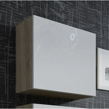 Obývací stěna ImportWorld Vitrína Germano KWADRAT, dub sonoma/bílý lesk