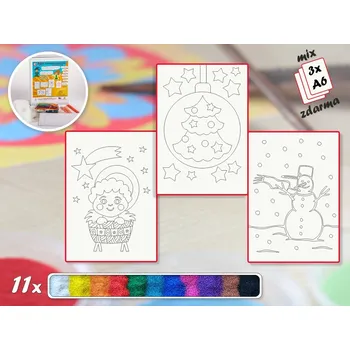 kreativní sada Radost v písku Základní sada VÁNOČNÍ - Barevné pískování obrázků
