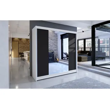 Šatní skříň Šatní skříň Bar II, Barva: bílá / černá, Osvětlení: bez osvětlení MIRJAN 5902928934885