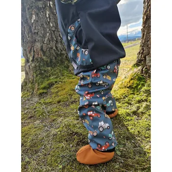 Yháček Softshellové kalhoty Yháček, jarní, traktory a značky na petrolejové Velikost: 110