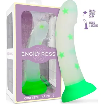 Dildo Engily Ross Dildox Glow-In-The-Dark Confetti Stars Liquid Silicone Dildo 17cm