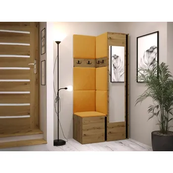 Předsíňová stěna Předsíň Tavasz XXV, Barva: dub artisan / dub artisan + černá, Barva látek:: Manila 32 MIRJAN 5903211201530