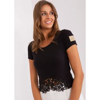 Dámská halenka Černá dámská halenka s krajkou OCH BELLA - TW-BZ-OB053, S i523_2016103423651